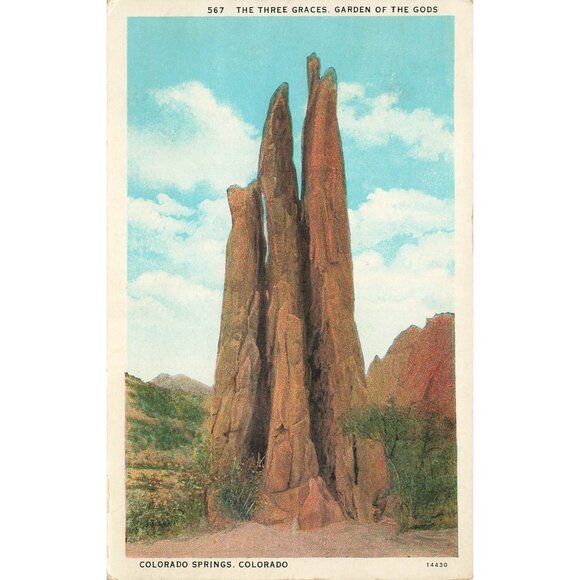 Postcard The Three Graces Garden of the Gods Colorado White Border Posted - Picture 1 of 2